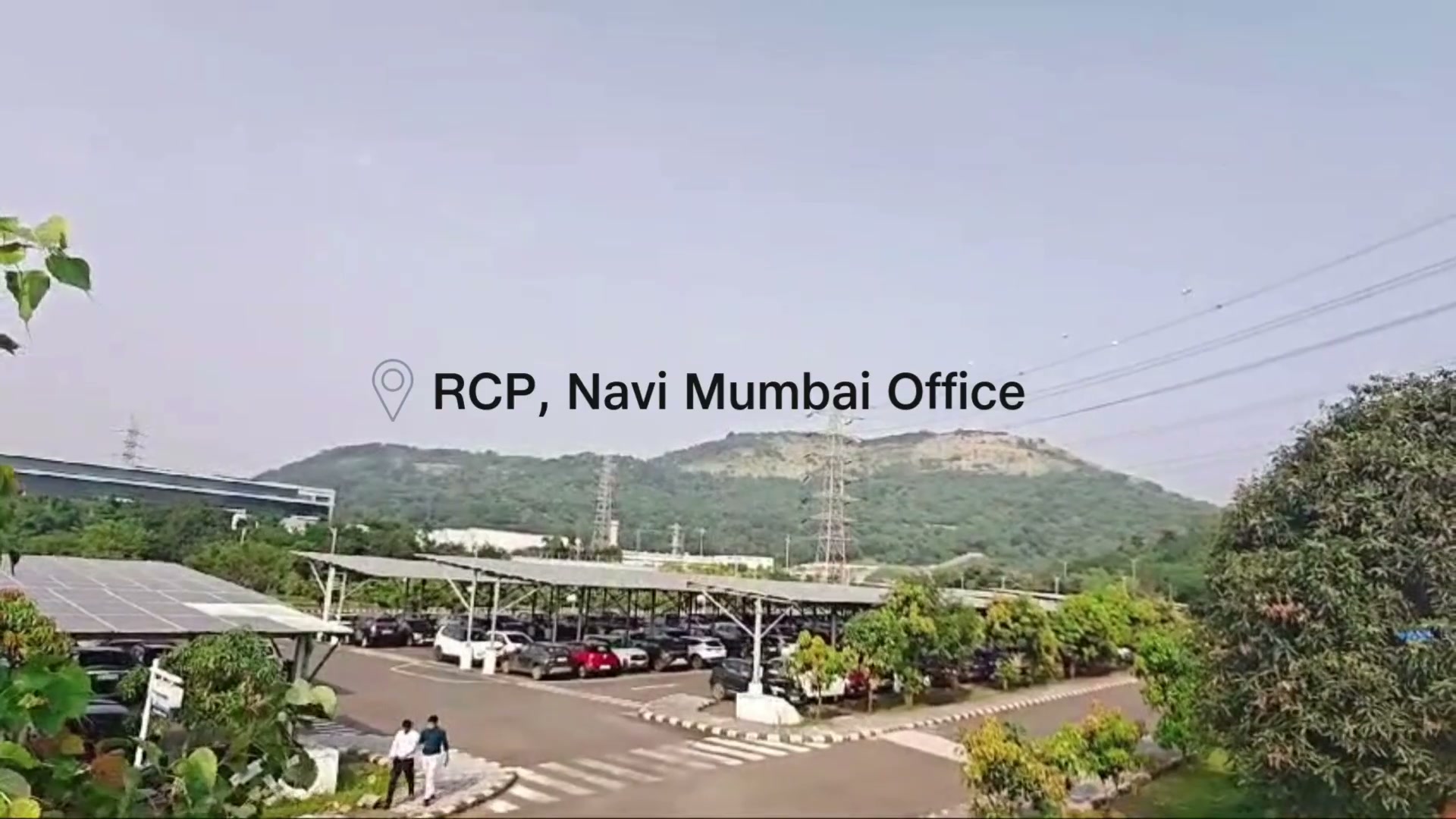 A solar carport over a car park at RCP's Navi Mumbai office, from the installer's film