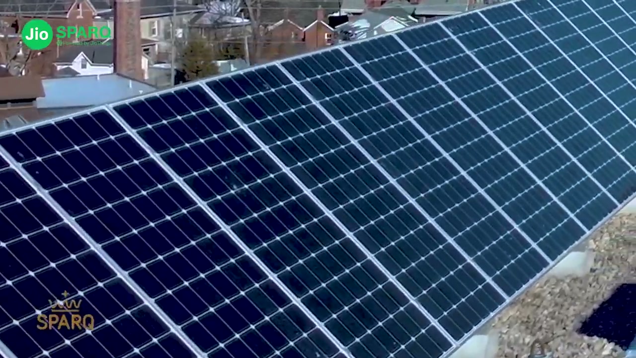 Solar array rows against rooflines